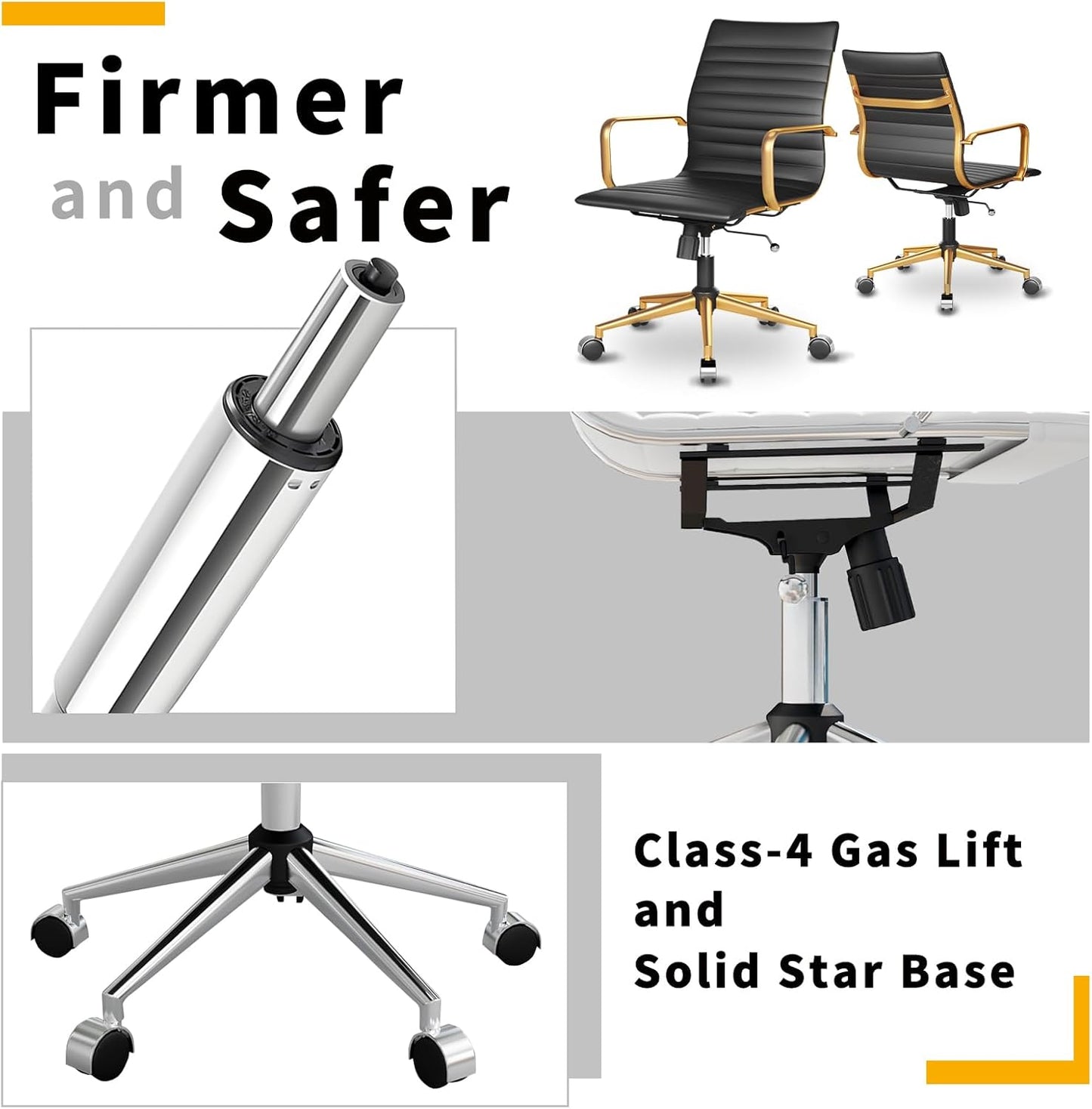 Chair, Desk Computer Chair ，with Armrests ，Ergonomic Office Chair for Home and Office, 17.32 x 22.83 x 35.43 inches, Multiple Colors (Gold Black)