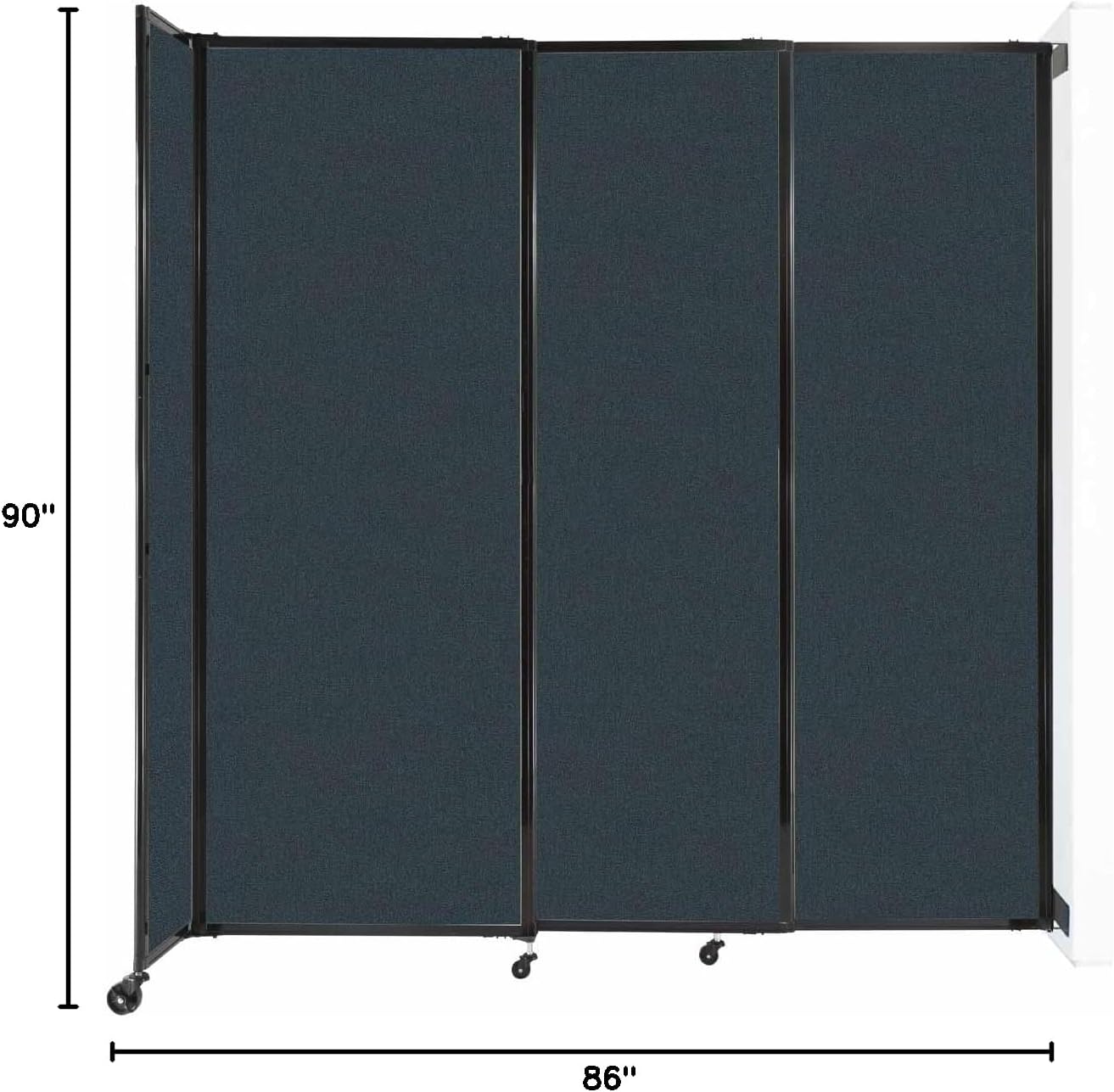 Wall-Mounted Sliding StraightWall Room Divider | Adjustable Widths | Locking Wheels | Room Separator | Up to 7'2" Wide x 7'6" Tall Blue Spruce Fabric Panels