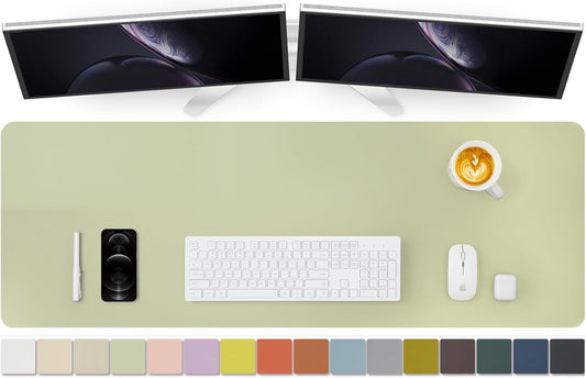 Large Desk Mat - 47.2"x 17" Non-Slip PU Desk Pad for Office and Home - Ideal for Large Mouse Pad and Desk Mats on Top of Desks(Light Green)