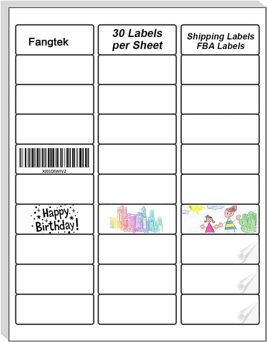 [25 Sheet, 750Labels] Address Labels 750 Sticker Paper for Laser/Ink Jet Printer mailing Labels 8.5"×11" White 30 per Sheet 1" x 2-5/8"