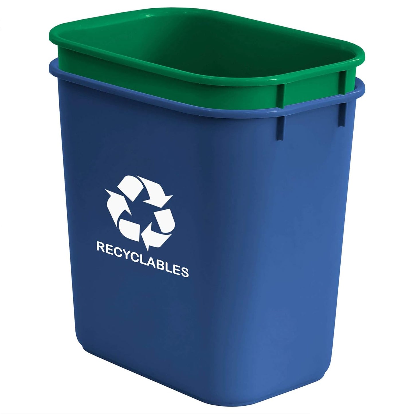 Acrimet Wastebasket Bin for Recycling and Waste, 6.75 Gallon/ 27 Quart/ 24 Liter (Plastic) (Green and Blue) (Set of 2)
