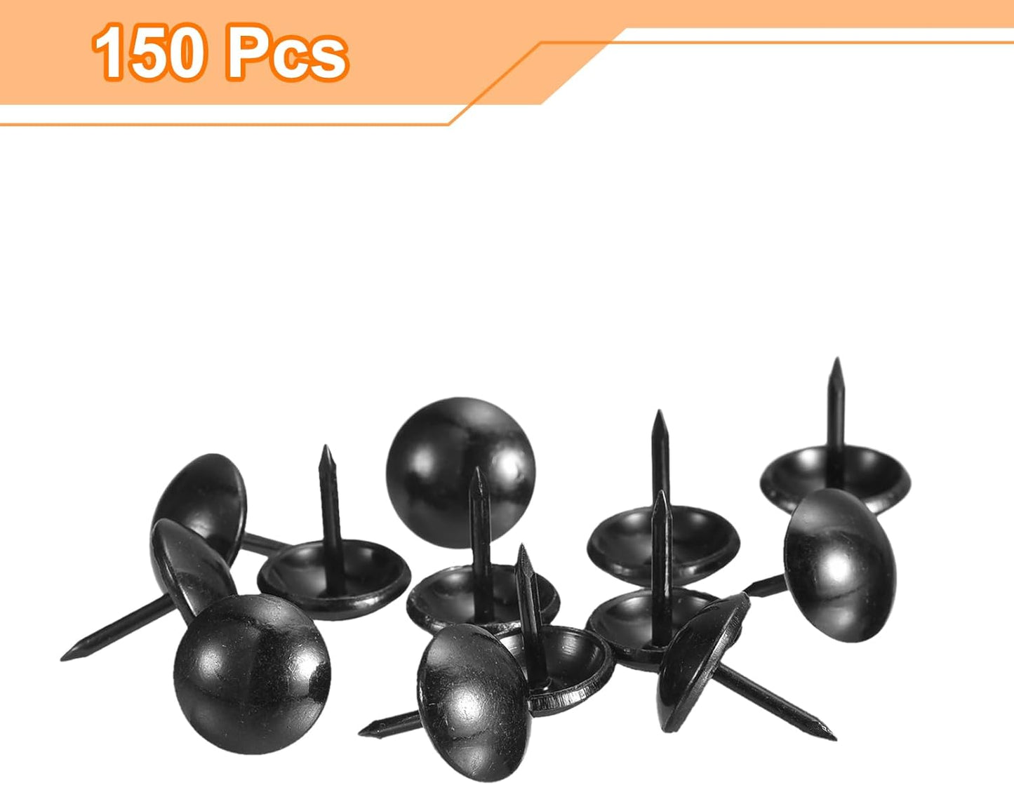 uxcell Upholstery Tacks Nail Pins Furniture, 150Pcs 11x13mm Thumb Tack Pins Assortment Kit Carbon Steel for Home Sofa DIY Decorative Nail Heads Nails, Black