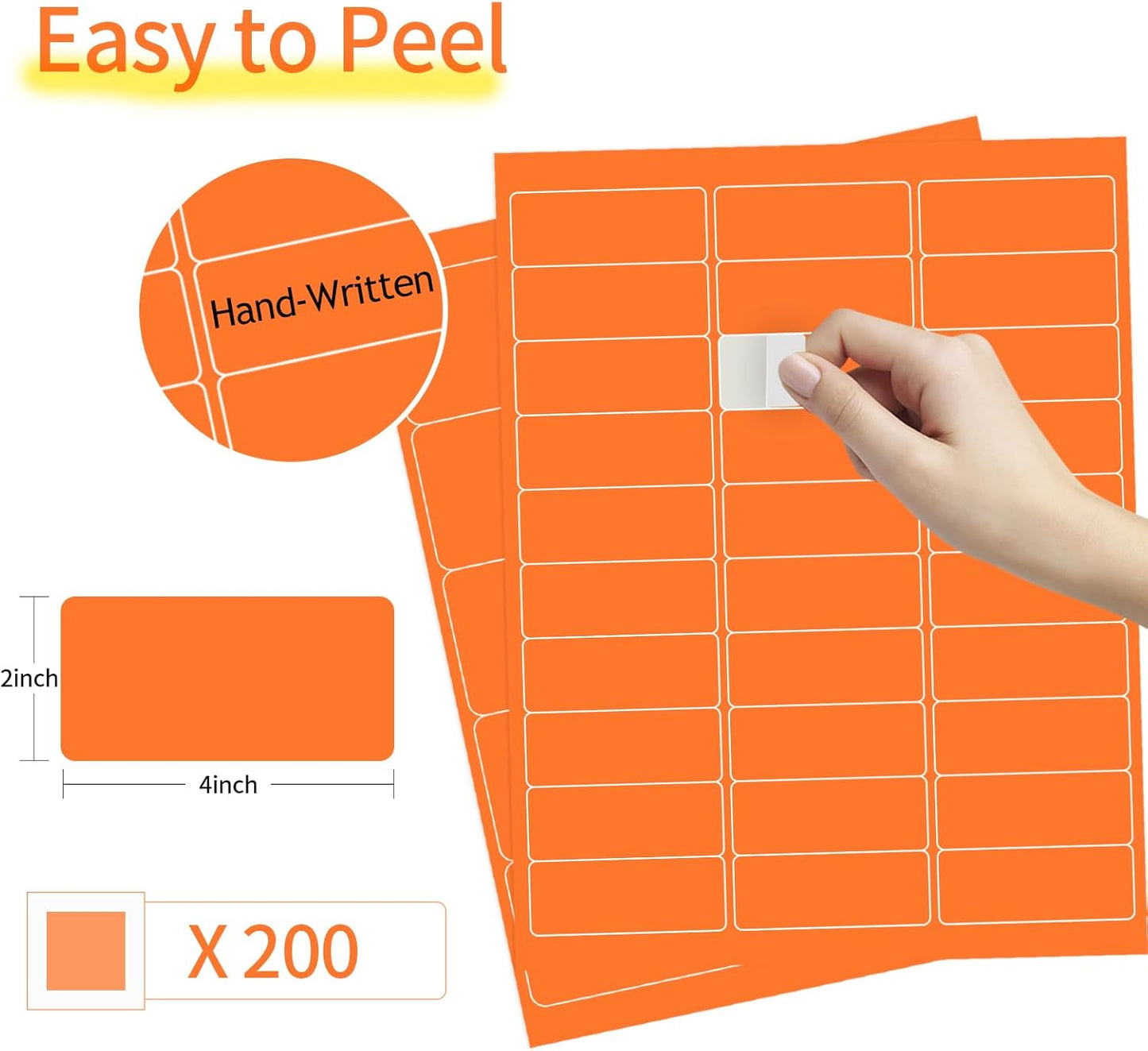 8-1/2 x 11 Neon Color High Light Labels for Laser & Inkjet Printer, Strong Adhesive (Orange, 1" x 2-5/8" - 30 Per Page | 600 Labels)