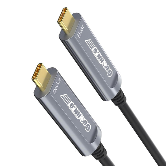 USB C to C Fiber Optic Extension Cable 15M/50FT, USB 3.2 10Gbps Long Distance Active Optical USB C GEN2 Cable for VR/AR, Quest2, Webcam, Camera, Mini PC and More - Grey