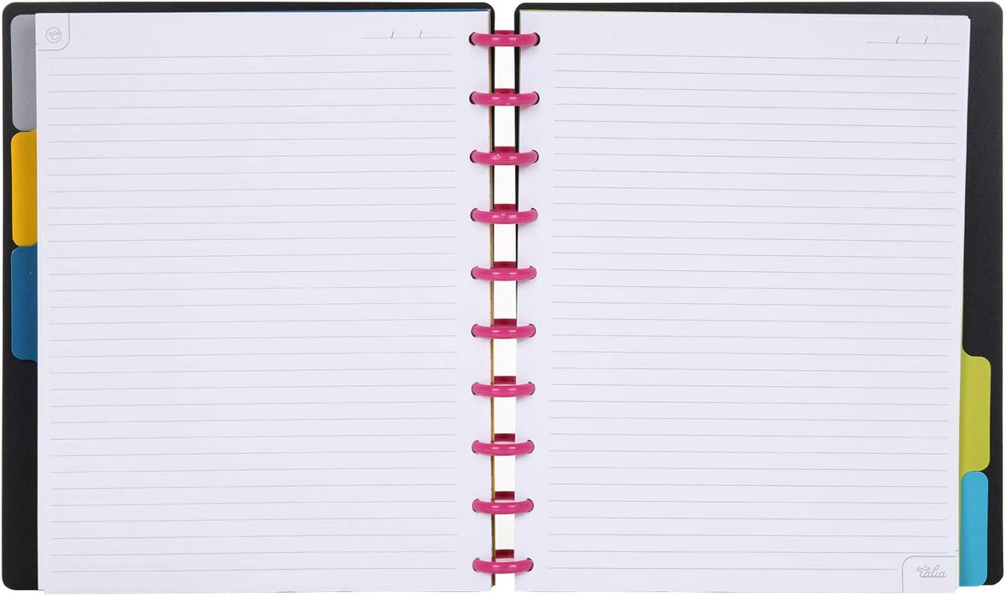 Talia Discbound Notebooks, Planner, Customizable, (xBounce Maroon w/Pink Discs, Midsize (7.5in x 9.75in))