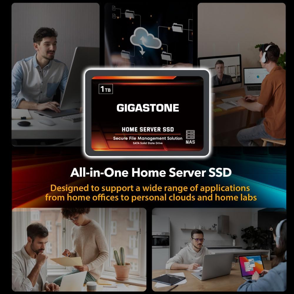 Gigastone Home Server SSD 2TB NAS SSD Drive Cache (2-Pack) 24/7 Durable TLC High Endurance Personal Cloud Data Sync Network Attached Storage RAID 3D NAND 2.5" SATA Internal Solid State Hard Drives