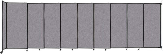 Wall-Mounted Sliding StraightWall Room Divider | Adjustable Widths | Locking Wheels | Room Separator | Up to 19'9" Wide x 6' Tall Cloud Gray Fabric Panels
