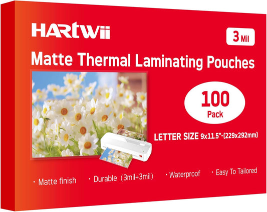 Matte Laminating Sheets 9 x 11.5 Inches, 3 Mil Thick, 100 Pack,Clear Anti-Glare 8.5 x 11 Matte Thermal Laminating Pouches for Letter Size (100)