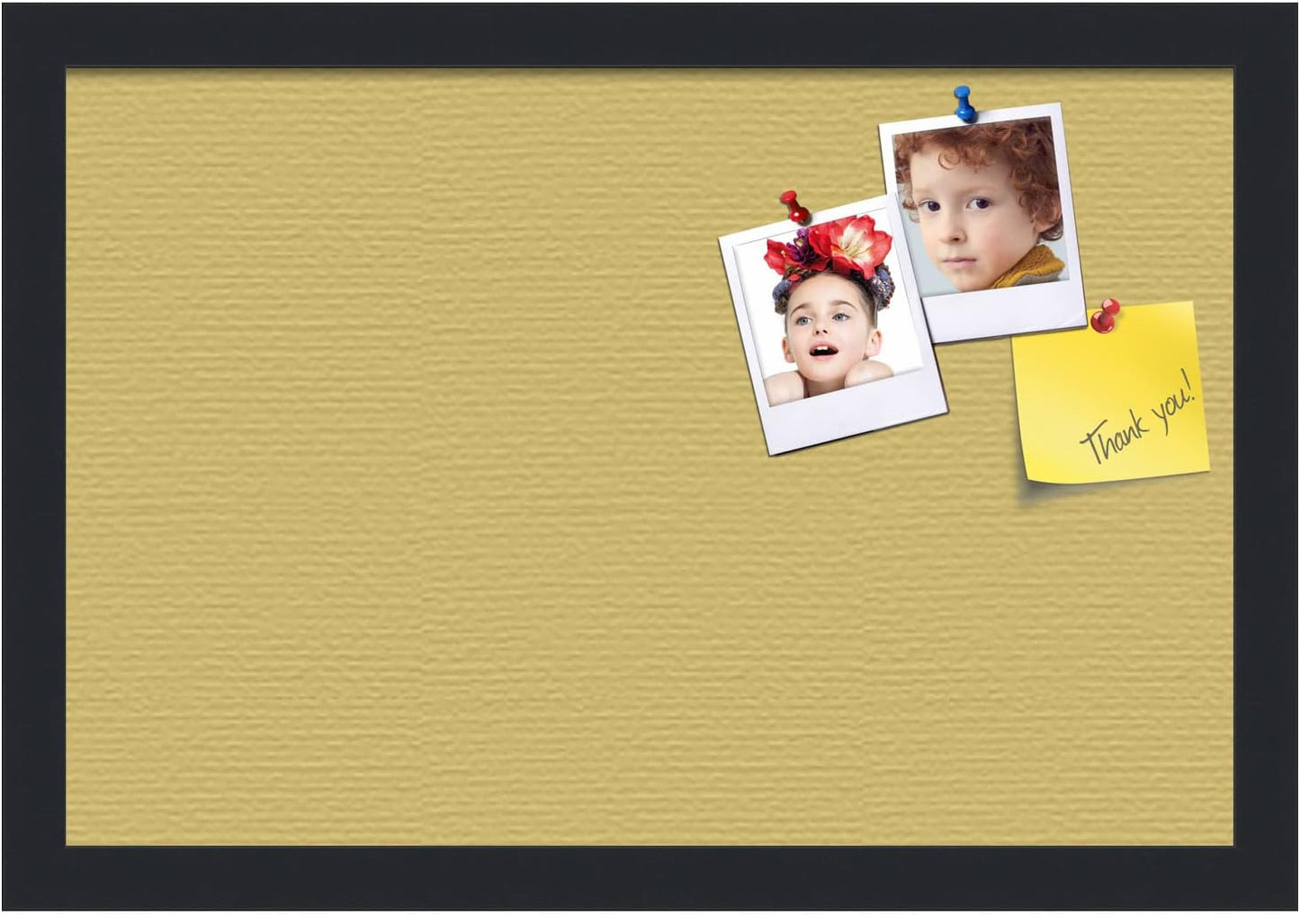 PinPix 18x12 Inch Cork Bulletin Board. This Decorative Framed Pin Board Comes with Honey Pastel Design and a Satin Black Frame. Ideal for Home Office Decor or Message Board (PinPix-1810)