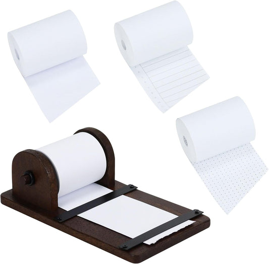 Note Paper Dispenser Desk, Wooden Paper Roll Holder for Note Taking, with 36ft Note, Desktop Grocery List Sticky Notes Holder for Desk Artwork to-Do Lists Ideal for Home