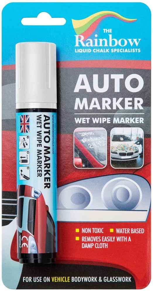 Window Markers for Glass Washable Car Window Paint Pen- Dry Erase Liquid Chalk Marker Car Decorations on All Surfaces, Tire, Windshield - Auto Marker, Autowriter, Rain Resistant (White, Jumbo Tip)