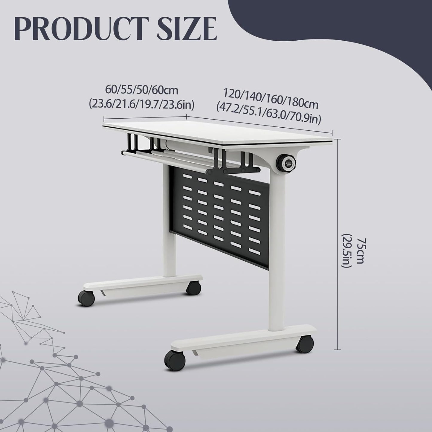 10Pack Conference Room Table, Folding Conference Table for Office Classroom, Mobile Training Tables with Casters Silent Wheels, Large Rectangular Convertible Modular Seminar Tables (L70.9in)
