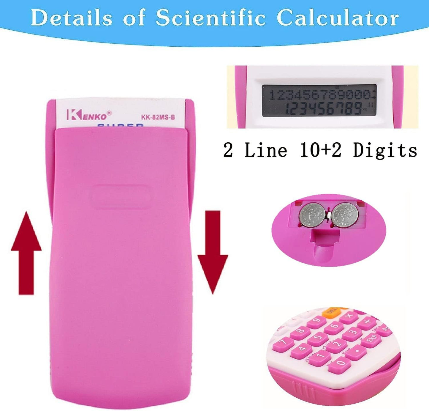 Scientific Calculators Desktop, Scientific Calculators for Students, Scientific Calculator 240 Functions 2 Line 10+2 Digits, Desk Math Calculator for School (Pink and White)