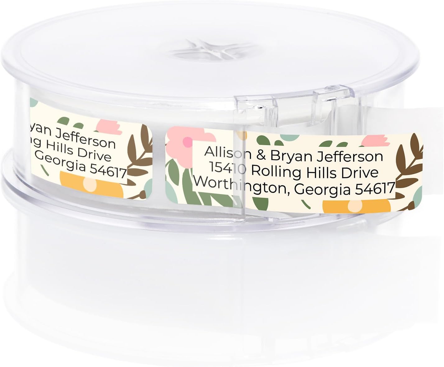 Pastel Floral Rolled Address Labels / 250 Personalized Return Address Labels/Designer Address Stickers in Elegant Plastic Dispenser