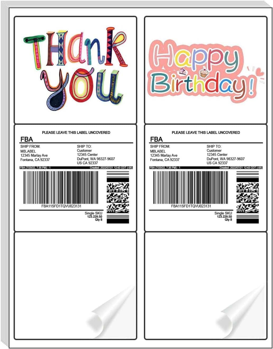 200 Sheets 1200 Count Labels White Permanent Self Adhesive Shipping Labels, 3 1/3” x 4” 6-Up Printable Stickers for Laser & Inkjet Printers