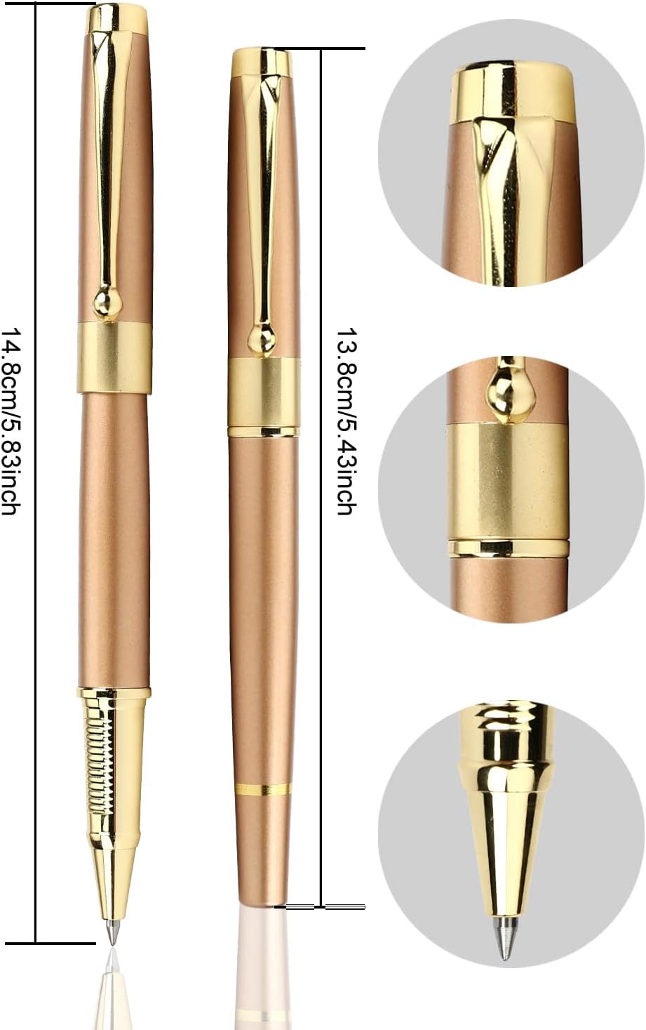 YIVONKA Ballpoint Pen Black Refill,Luxury Ballpoint Line width 0.5mm,Best Ball Pen Gift Set for Men & Women Professional Executive,Office,Nice BallPens Classy Gift Box (2 Rose Gold)