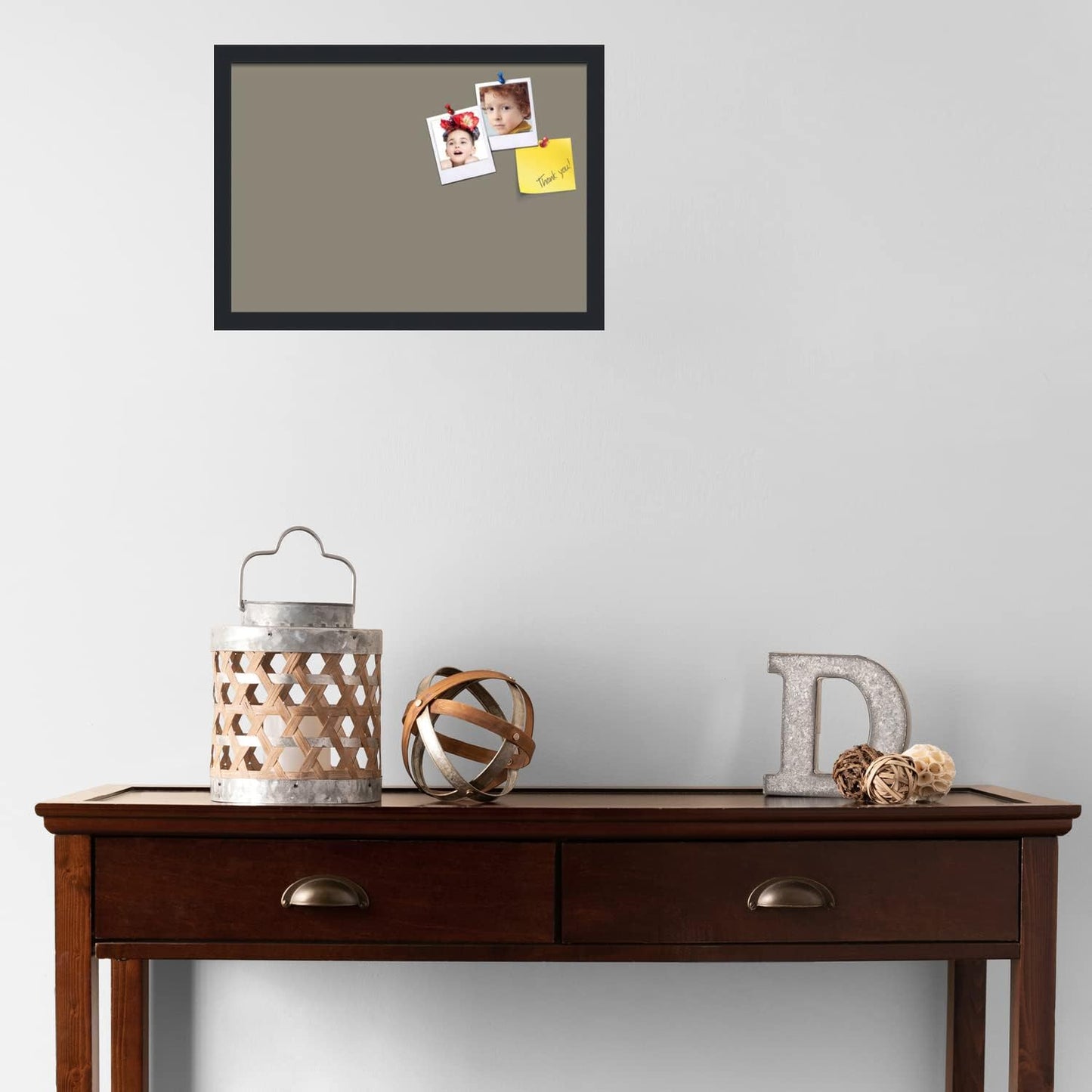 PinPix 20x14 Inch Cork Bulletin Board. This Decorative Framed Pin Board Comes with Pewter Design and a Satin Black Frame. Ideal for Home Office Decor or Message Board (PinPix-1812)