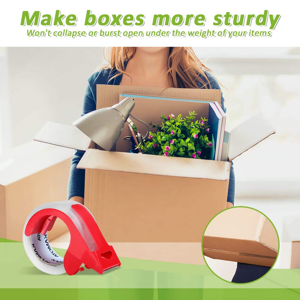 KAMOTA Packing Tape, 24 Rolls Heavy Duty Clear Packaging Tape for Shipping Packaging Moving Sealing, 1.88 inches Wide, 65 Yards Per Roll, Total 1560 Yards with 4 Dispensers