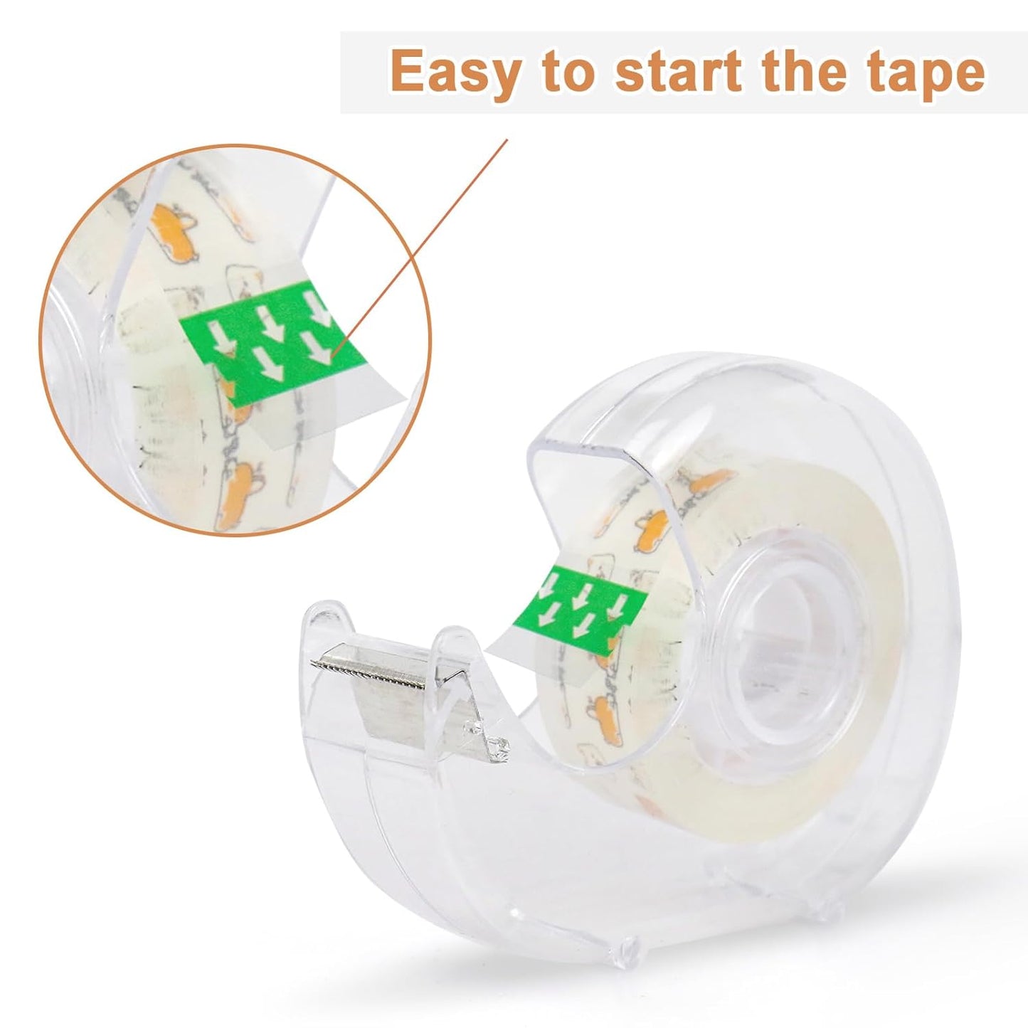 BOMEI PACK 12PACK Transparent Tape with Dispenser, Office Clear Tape Refill Rolls with Dispenser Bulk for DIY, Gift Wrapping, Repairing, Home and School, 3/4in x 1000in