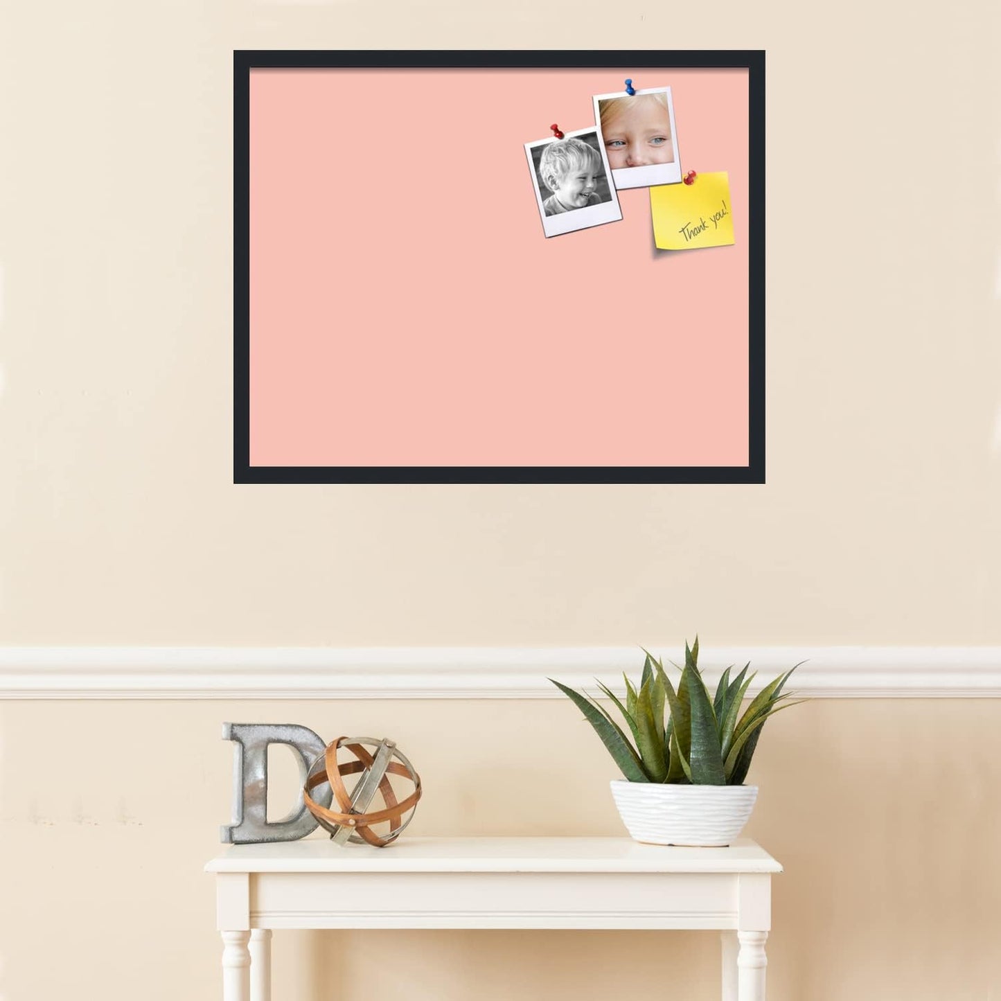 PinPix 30x24 Inch Cork Bulletin Board. This Decorative Framed Pin Board Comes with Pink Pastel Design and a Satin Black Frame. Ideal for Home Office Decor or Message Board (PinPix-1813)