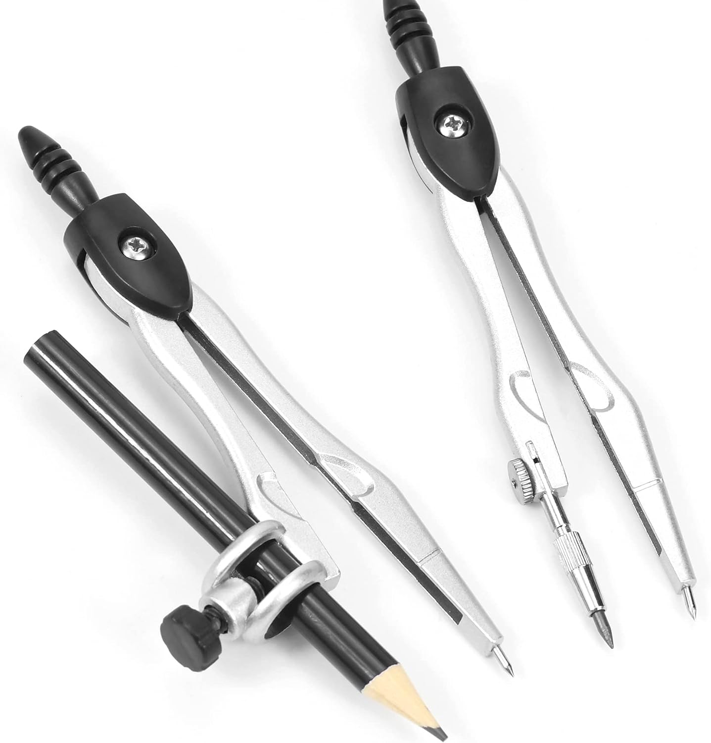 Math Geometry Kit Sets 10 Piece Student Supplies with Shatterproof Storage Box,Includes Rulers,Protractor,Compass,Eraser,Pencil Sharpener,Lead Refills,Pencil,for Drafting and Drawings（Black）