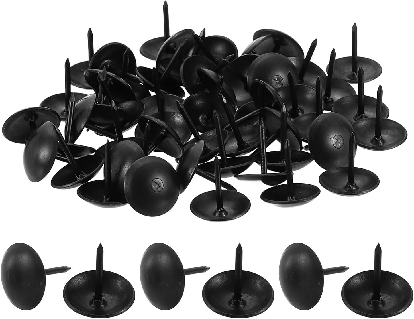 uxcell 50 Pcs Upholstery Tacks, 12 x 13mm Round Head Upholstery Nails Pins Vintage Decorative Furniture Tacks for Chairs Sofas Beds DIY Project, Black