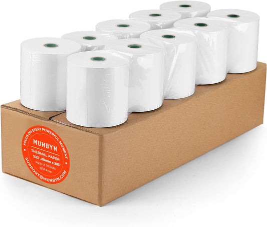 MUNBYN Thermal Paper 3 1/8 x 230ft, 10 Rolls Receipt Paper Work for Star Micronics TSP100 TSP143 Epson 80mm Receipt Printer Square POS Register, 80mm Thermal Receipt Paper, BPA Free, Plus Version