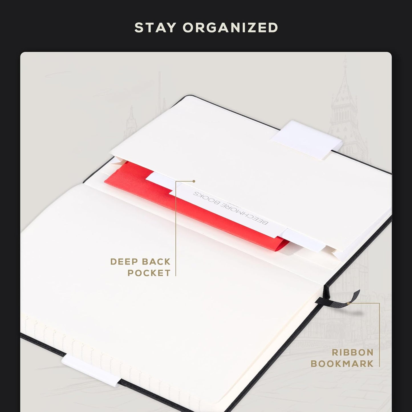 BEECHMORE BOOKS Lined Journal Notebook, 5.8 x 8.3 inch, A5 160 Lined Pages, Hardcover Leather Journals for Women, Men, Writing and Notebooks for Work - 120 GSM Thick Paper, Gifts Box Included