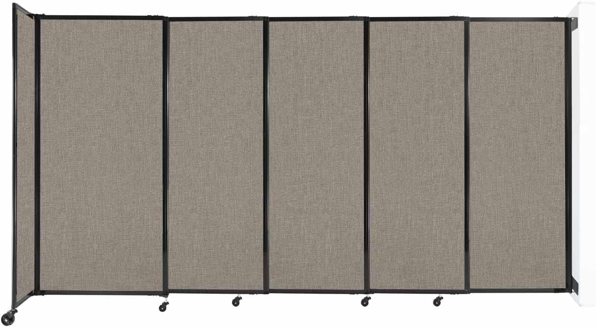 Wall-Mounted Sliding StraightWall Room Divider | Adjustable Widths | Locking Wheels | Room Separator | Up to 11'3" Wide x 6' Tall Warm Pebble Fabric Panels