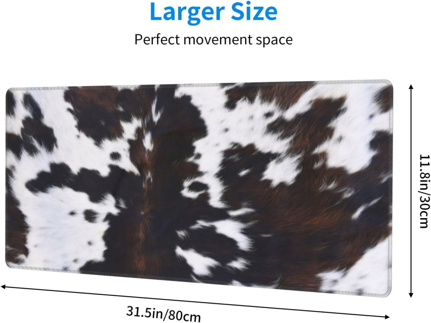 Gaming Mouse Pad, Large Non-Slip Rubber Base Mousepad, Keyboard Mouse Mat, Desk Pad with Stitched Edges, 31.5x11.8inch, Cowhide-Textured Pattern