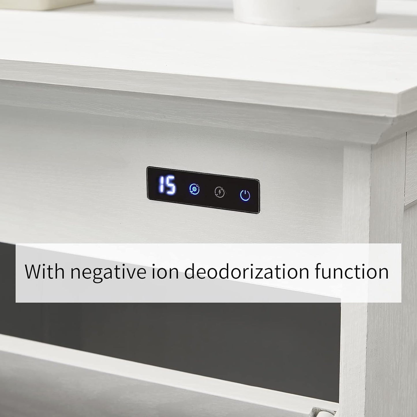 OLD CAPTAIN Tilt-Out Laundry Sorter Cabinet/Wooden Tilt Out Trash Cabinet, with Negative ion and deodorizing Function to Ensure The Cleanliness of The Kitchen Trash can(White)…