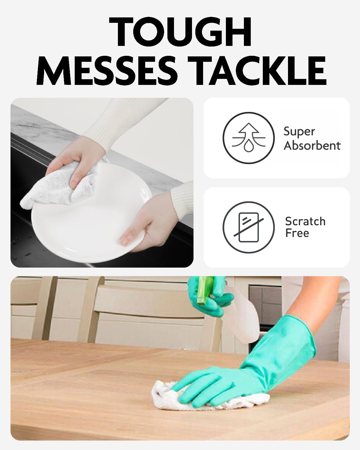 Fantasticlean Microfiber Cleaning Cloth Roll -90 Pack, Tear Away Microfiber Towels, 12" x 12", Reusable, Washable, Scratch Free, Ultra Absorbent Dish Rags for Car, Home, Garage or Shop (White)