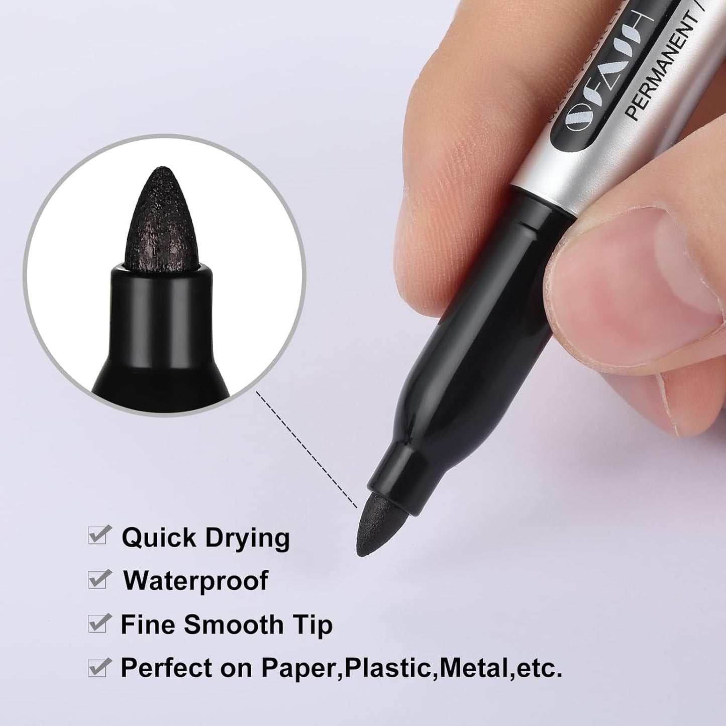 SFAIH Red Permanent Markers Bulk - 24 Pack, 1s Quick Dry, Fine Point Permanent Markers for Paper Plastic Glass Metal Wood, Waterproof, Kitchen Classroom Office, Doodling, Marking, Non-Fading