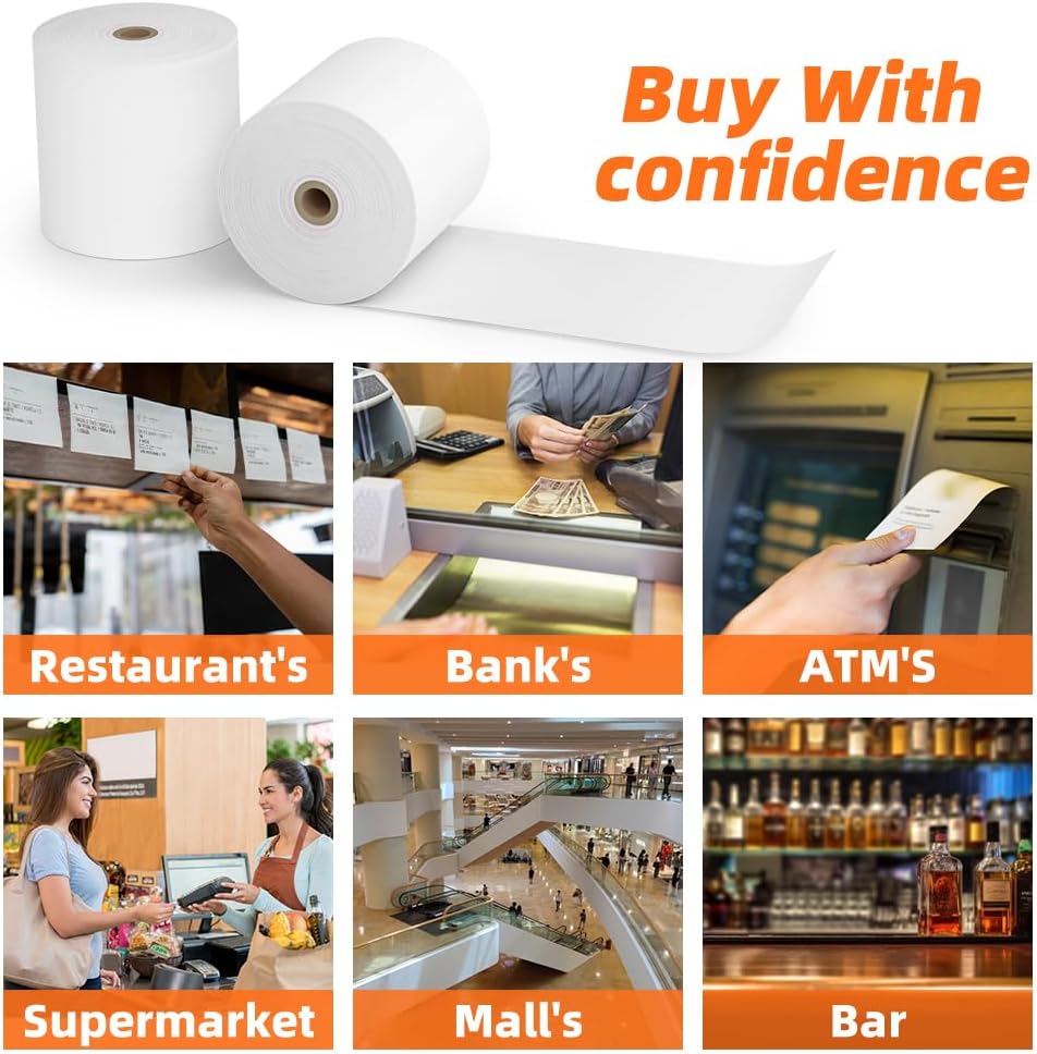 15 Rolls 3 1/8 x 230 Thermal Paper Receipt Rolls 55 GSM Premium Quality Thick paper For POS Cash Register BPA Free-Methdic