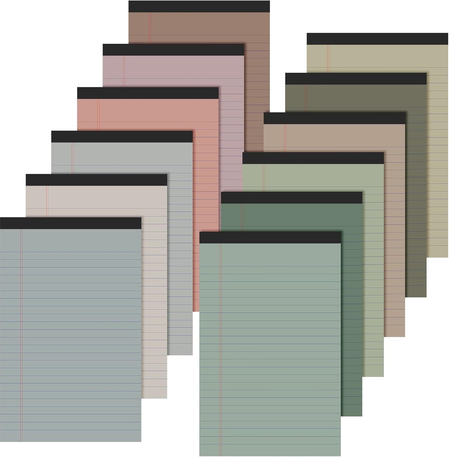 Lincia 12 Pcs 12 Pcs 5" x 8" Small Legal Pads Colored Lined Note Pads Narrow Ruled Writing Notepads 50 Sheets Per Micro Paper Notebook Lined and Perforated for College Office Supplies (Fresh Colors)
