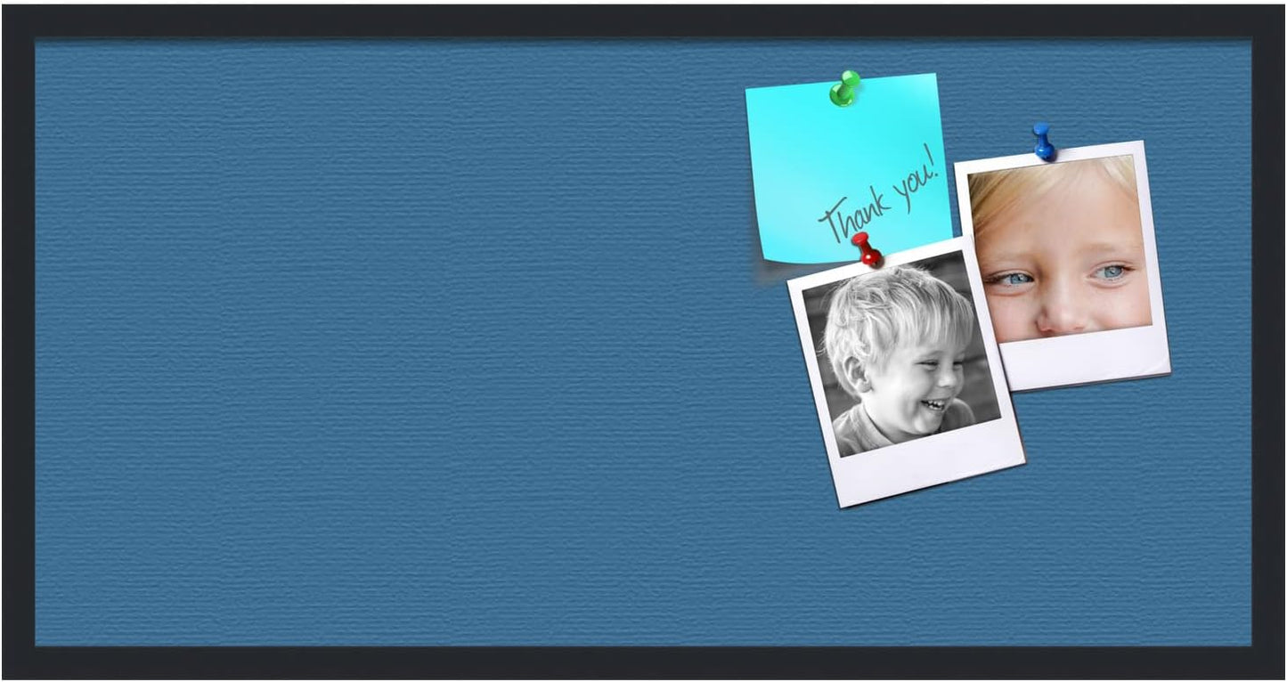 PinPix 36x18 Inch Cork Bulletin Board. This Decorative Framed Pin Board Comes with Navy Pastel Design and a Satin Black Frame. Ideal for Home Office Decor or Message Board (PinPix-1811)