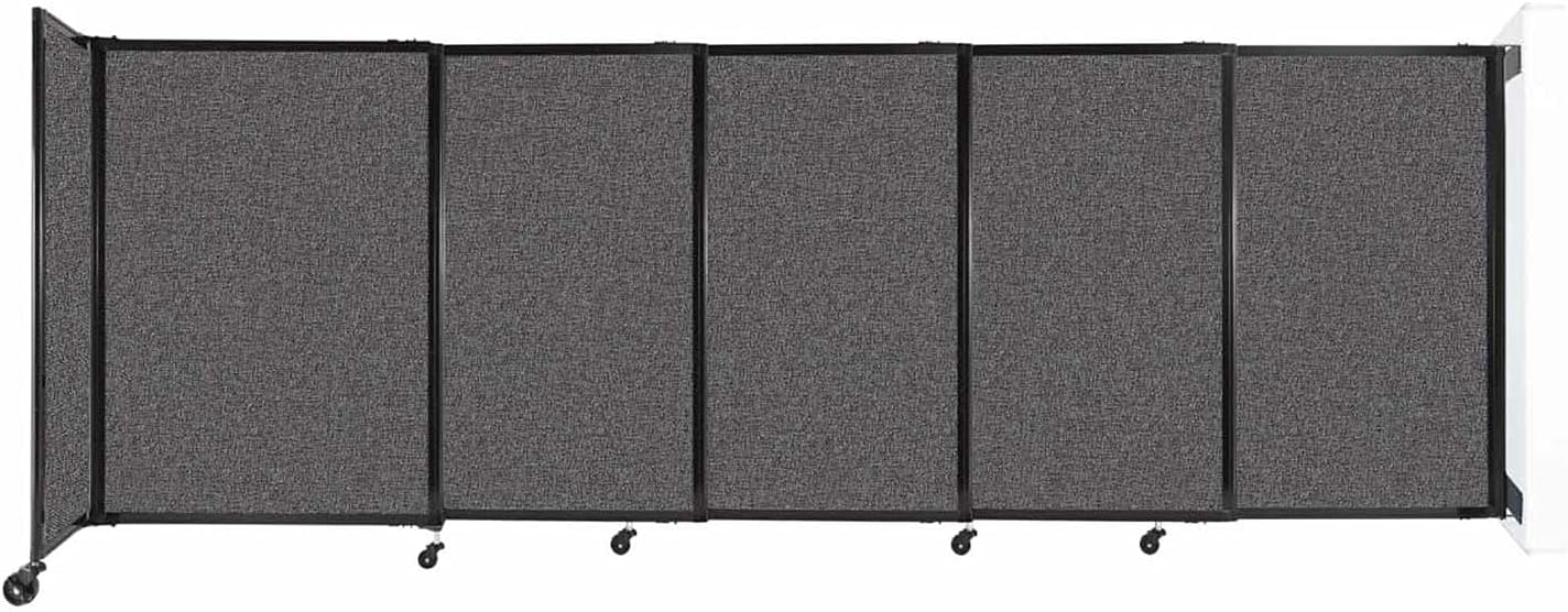 Wall-Mounted Sliding StraightWall Room Divider | Adjustable Widths | Locking Wheels | Room Separator | Up to 11'3" Wide x 4' Tall Charcoal Gray Fabric Panels