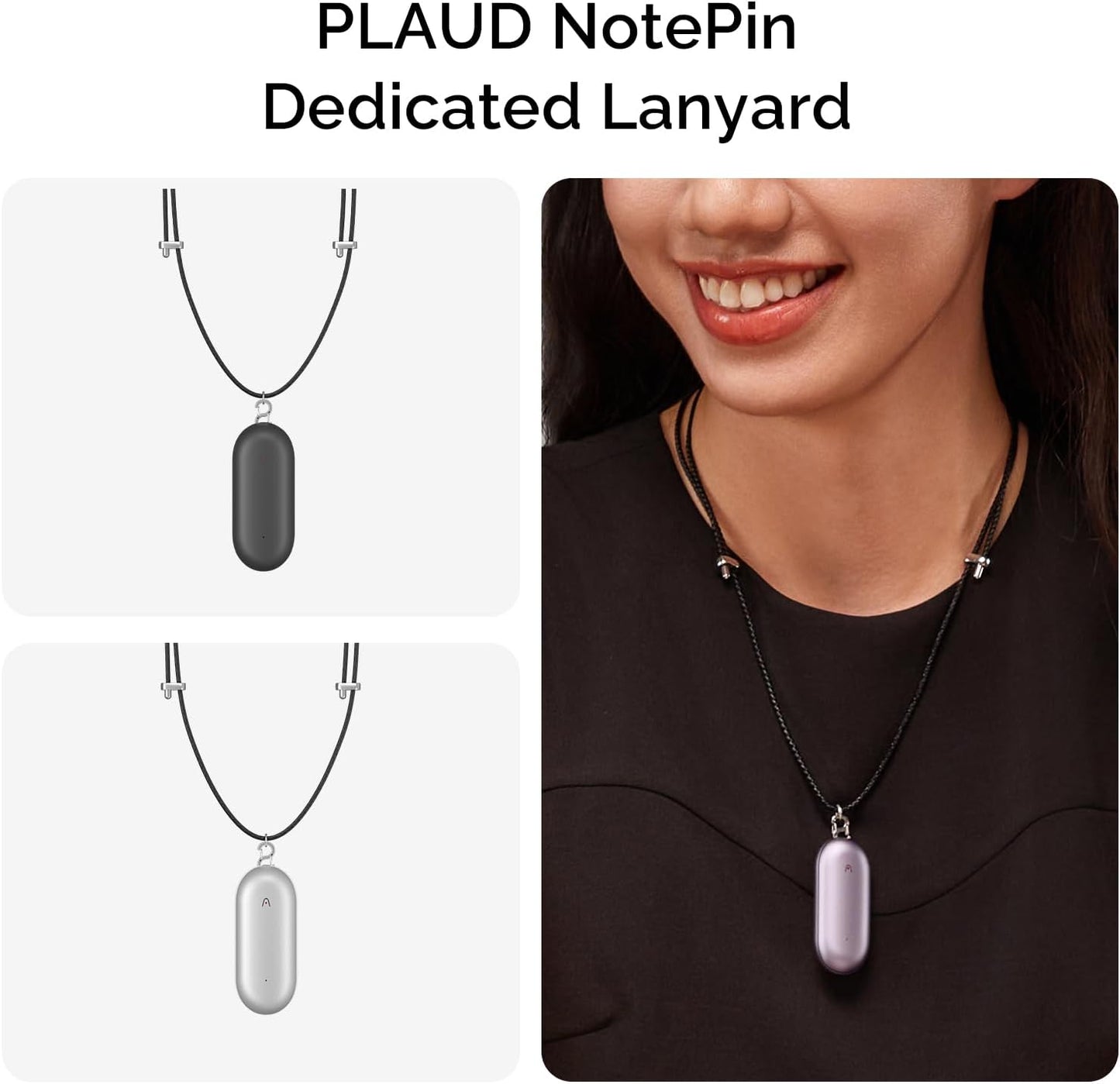 NotePin AI Voice Recorder, Voice Recorder with Neck Strap Lanyard, Transcribe & Summarize with AI Technology, 64GB Memory