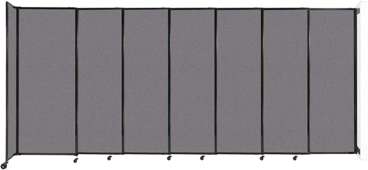 Wall-Mounted Sliding StraightWall Room Divider | Adjustable Widths | Locking Wheels | Room Separator | Up to 15'6" Wide x 6'10" Tall Slate Fabric Panels