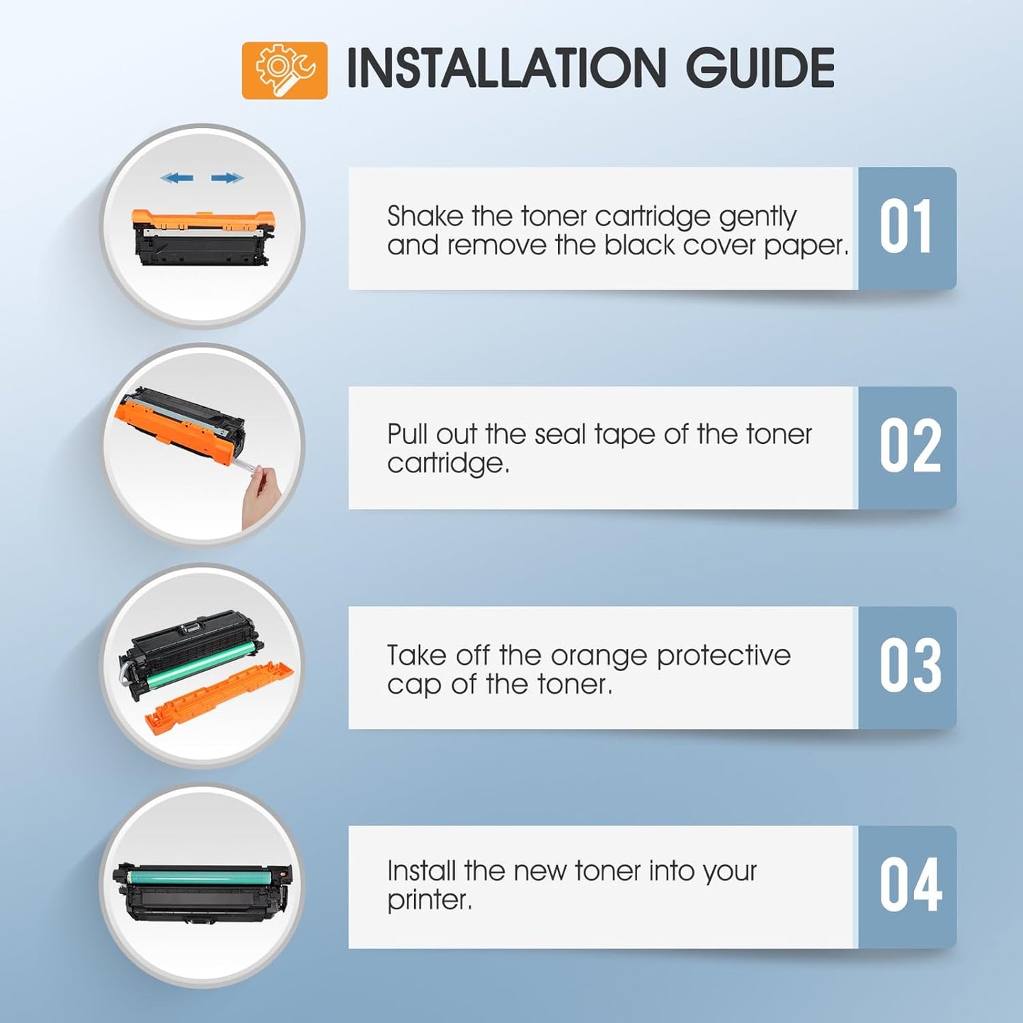 507X 507A Toner Cartridges 4 Pack Compatible for HP 507X 507A High Yield CE400X CE401A CE402A CE403A for HP Laserjet Enterprise 500 Color M551 M551n M551dn M551xh M570dn M570dw M575f Printer