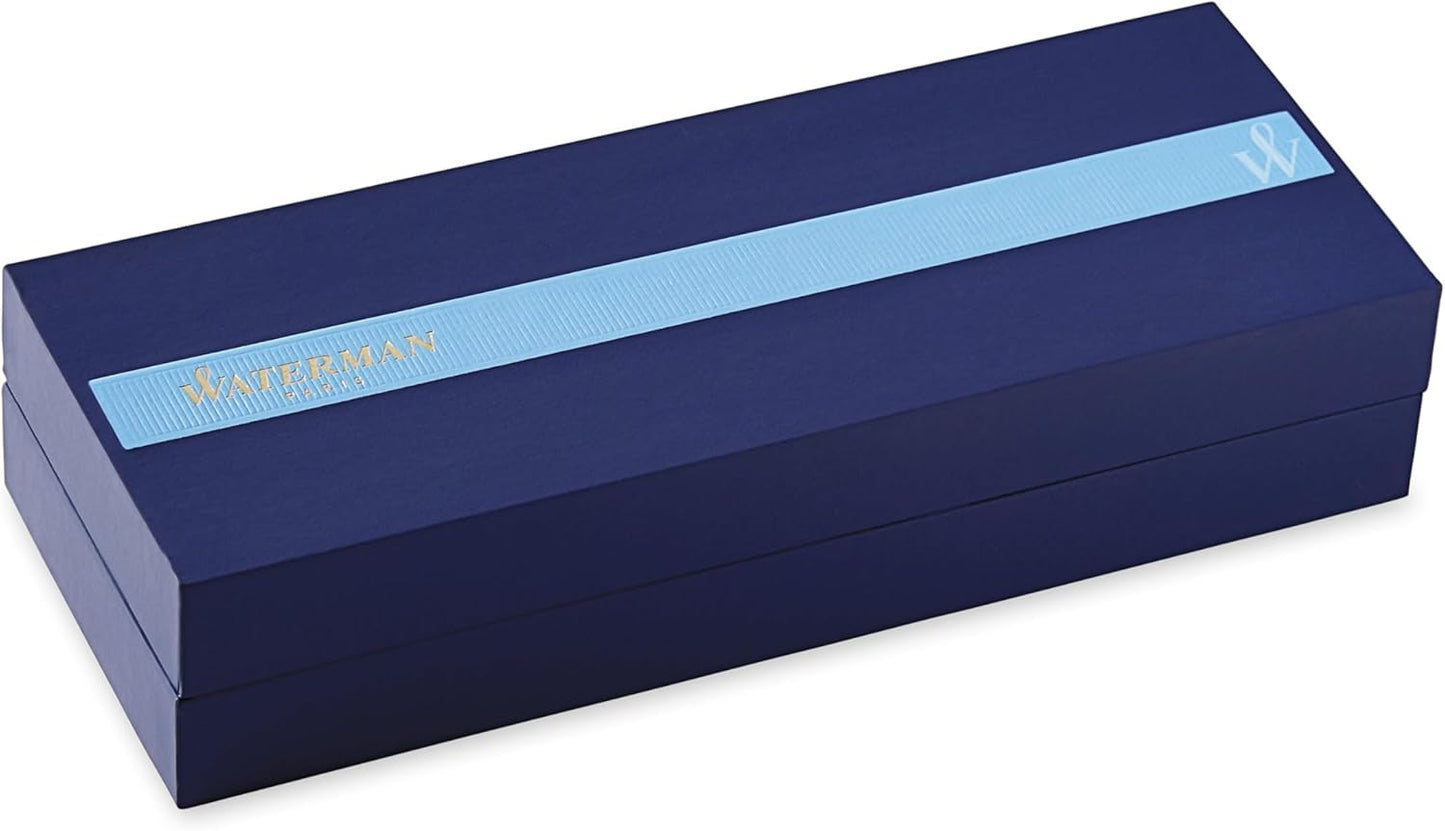 Waterman Expert Ballpoint Pen, Black with Golden Trim, Medium Tip, Blue Ink, Gift Box
