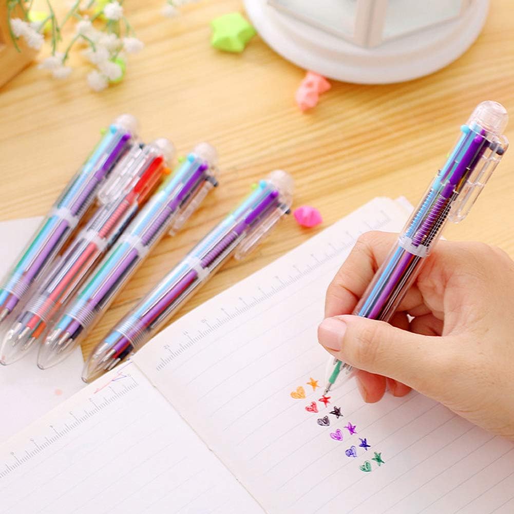 Hutou 0.5mm 6-in-1 Multicolor Ballpoint Pen 6 Colors Retractable For Kids Party Favors (12 Pack)