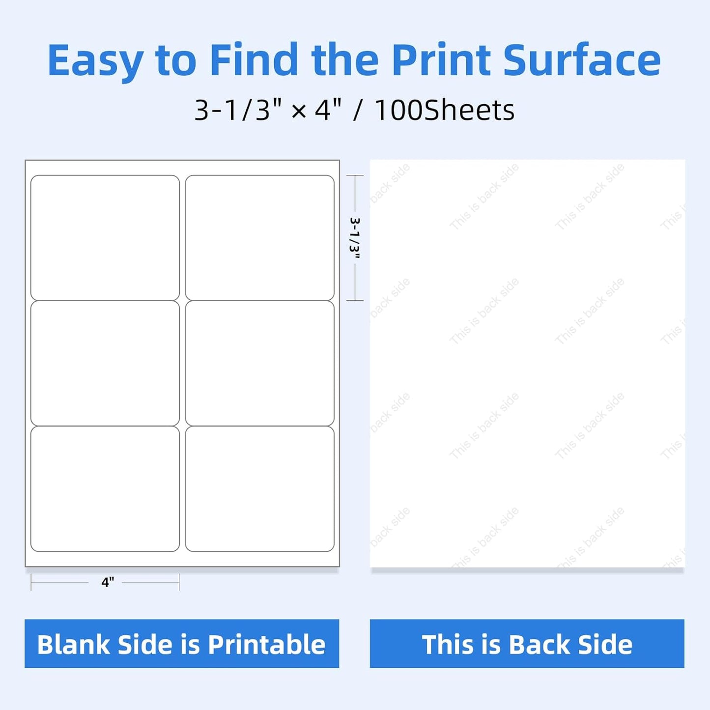 600 6 Per Sheet Label Address Labels 3-1/3" x 4" Self Adhesive Sheets Shipping Labels Easy Peel & Feed White Stickers for Laser & Inkjet Printers (100 Sheets, 600 Labels)