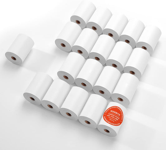 MUNBYN 2 1/4" X 85' Thermal Receipt Paper (20 Rolls) Cash Register Paper Rolls Fits for Most Credit Card Terminals, Verifone VX510 VX570 FD50 T4220, BPA Free