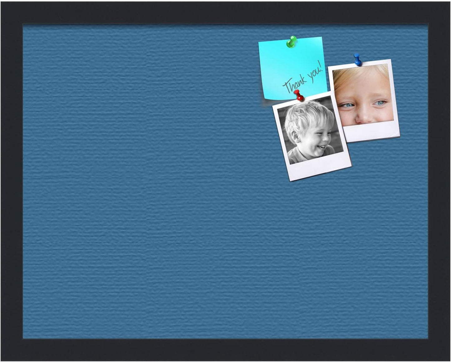 PinPix 18x14 Inch Cork Bulletin Board. This Decorative Framed Pin Board Comes with Navy Pastel Design and a Satin Black Frame. Ideal for Home Office Decor or Message Board (PinPix-1811)