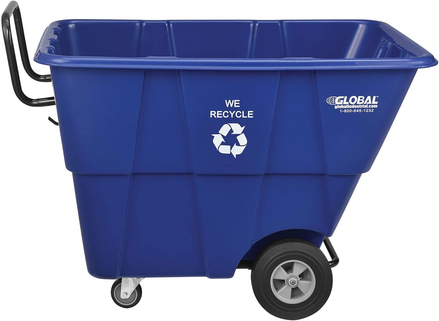 Global Industrial Standard Duty Plastic Recycling Tilt Truck 1/2 Cubic Yard Capacity 850 Lb. Capacity, Blue, Cart for Construction Commercial Industrial Transportation