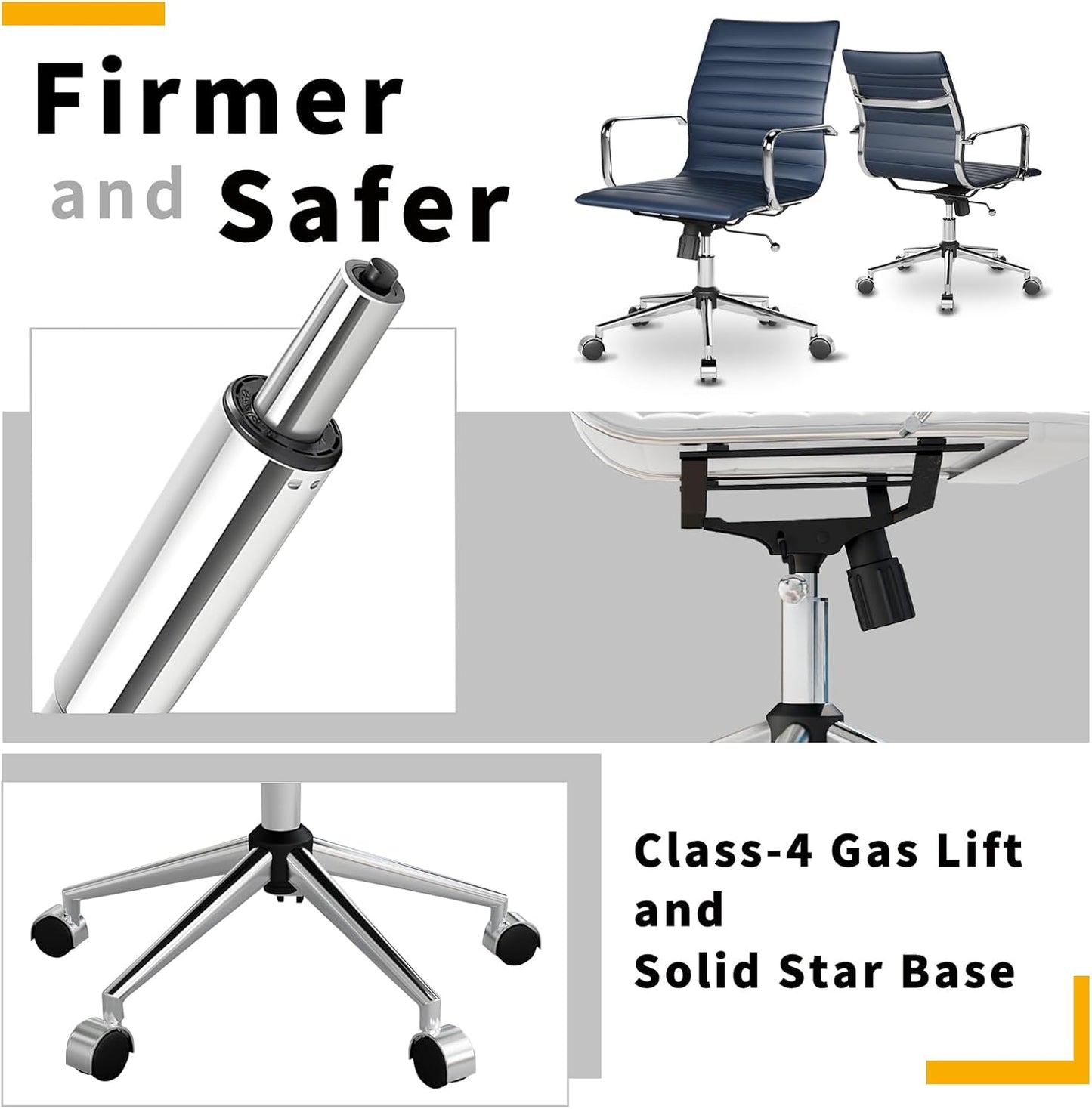 Chair, Desk Computer Chair ，with Armrests ，Ergonomic Office Chair for Home and Office, 17.32 x 22.83 x 35.43 inches, Multiple Colors (Navy)