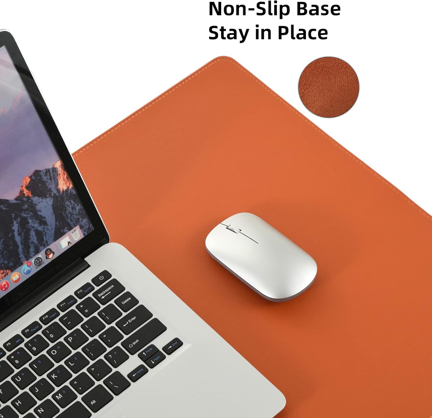 PU Leather Desk Pad Blotter,Waterproof Orange Office Desk Mat for Women,Non-Slip Writing Desk Protector Large Mouse Pad,36x17inch