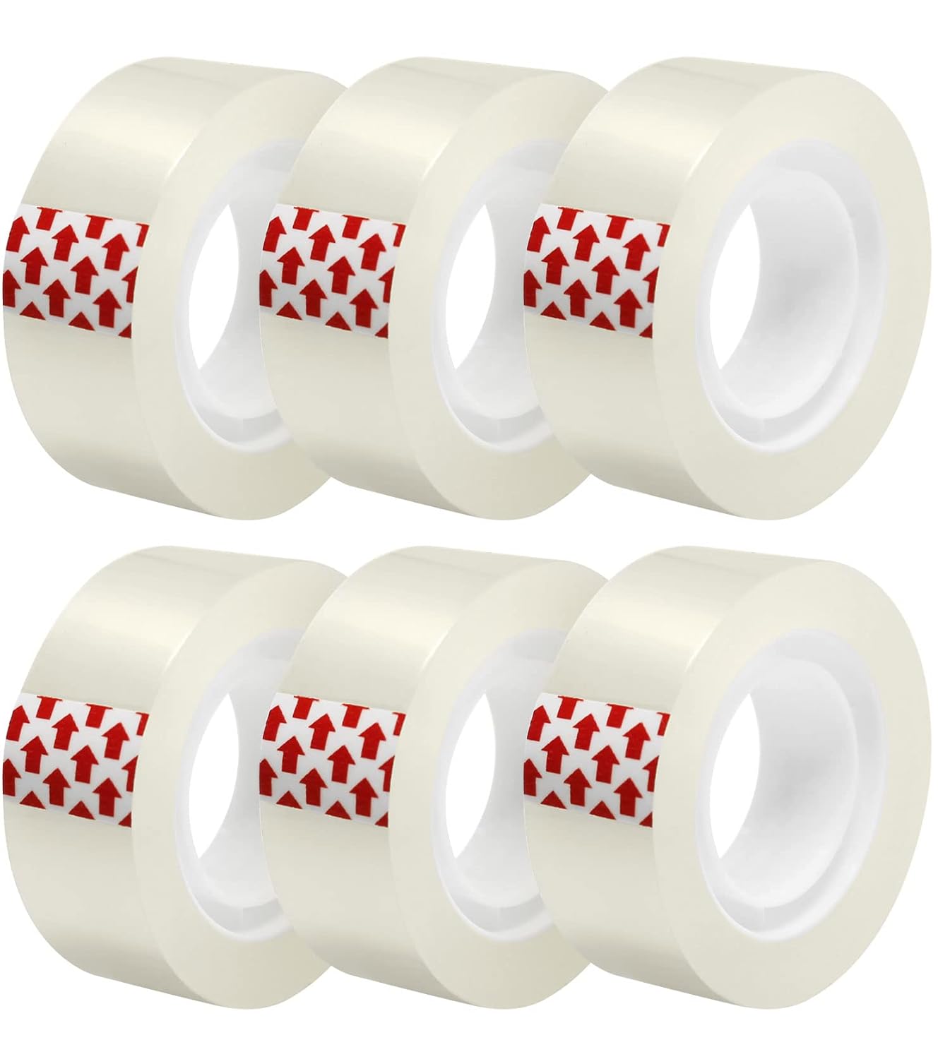 6 Rolls Transparent Tape Refills, Clear Tape Dispenser Refill Rolls, Glossy Gift Wrap Tapes for Office, School, Home, 3/4 x 1000 Inches