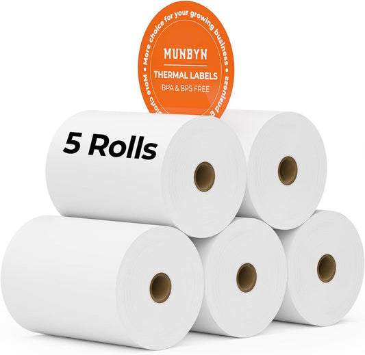 MUNBYN 2 1/4" X 85' Thermal Receipt Paper (5 Rolls) Cash Register Paper Rolls Fits for Most Credit Card Terminals, Verifone VX510 VX570 FD50 T4220, BPA Free